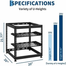 10/15/20U Open Frame Network Server Rack w/Casters Shelves Wall,Mount Floor HD picture