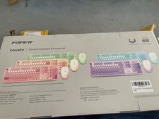 FOPETT Keyboard and Mouse Set, Wireless, Reliable 2.4 GHz Connectivity Blue picture