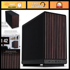 Micro ATX Case 26.3L Wood Front Panel Mini Tower - Sleek Black Design, Compact C picture