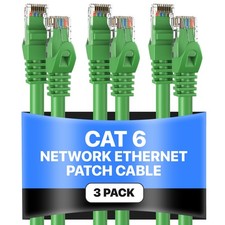 3-Pack - CAT6 Ethernet Cable LAN Network RJ45 Patch Cord 3FT-200FT,  Green Lot picture