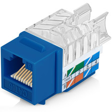 Everest 45 Degree RJ45 Cat6 Keystone Jacks Slim Profile 100-Pack Blue picture