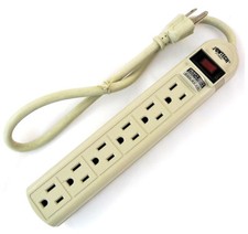 6 Outlet Surge Protection POWER STRIP 6' ft Cord Lighted Circuit Breaker Switch picture