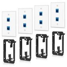 4 Pack Ethernet Wall Plate 2 Port Keystone Jack Blue Cat6 Rj45 Coupler Outlet Co picture
