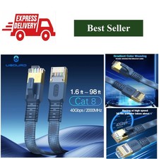 UGOURD Cat 8 Flat Ethernet Cable 40Gbps 2000MHz Braided RJ45 LAN Patch Cord picture