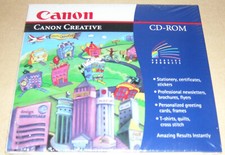 RARE NEW SEALED CANNON CREATIVE 1996 CD ROM STICKERS T SHIRTS QUILTS COMPUTER . picture
