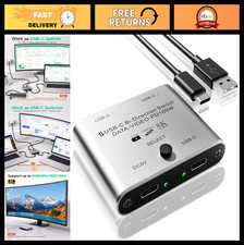 8K USB C KVM Switch - Bi-Directional Splitter for 2 PCs, 100W PD, 10Gbps Data Tr picture