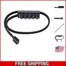 Advanced PWM Fan Hub Splitter Black Braided Cable - 4-Pin & 3-Pin Compatibility picture