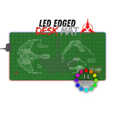 LED Desk Mat - Klingon Bird of Prey, Star Trek blueprint mousepad I RGB edged picture