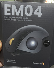 ProtoArc EM04 Wireless Bluetooth Ergonomic Rechargeable Trackball Mouse Gray picture