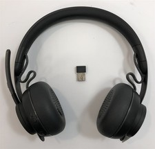 LOT OF 2 Logitech Zone Binaural Wireless Headset A00082 881-000326 w/ BT Adapter picture