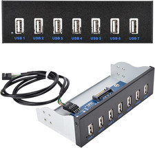 USB 2.0 HUB 5.25 Inch Internal Front Metal Panel 5.25 Inch 7 Port USB Hub Drive picture