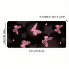 Large Pink Butterfly Mouse Pad with Durable Stitched Edges and Non-Slip Rubber picture