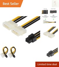 6-Inch 6-Pin PCIe to 2X 4-Pin Molex Power Cable - Compatible with Major Brands picture