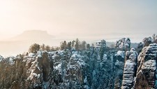 Landscape nature rocks snow bridge Custom Gaming Mat Desk picture
