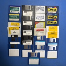 Vintage Floppy Disk Lot 25pcs IBM DOS 3.5 5.25 TaxCut Quicken Print Shop picture