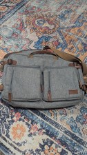 CoolBELL Gray Solid Laptop Briefcase Bag with Brown Trim, Universal Fit picture