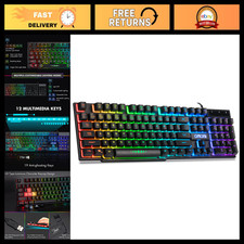 RGB Backlit Wired Gaming Keyboard for PC, Mac, PS5, PS4, Xbox One - Ultimate Gam picture