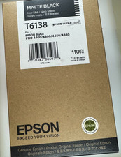 10-2014 NIB 110ML GENUINE EPSON T6138 MATTE BLACK INK STYLUS 4400 4800 4450 4880 picture