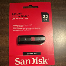 SanDisk Cruzer Glide 32GB USB 2.0 Flash Drive Secure Encryption Black/Red picture