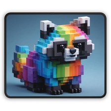 Pixel Rainbow Raccoon Gaming Mouse Pad | Cute 3D Voxel Art picture
