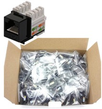 100 Lot CNAweb Cat6 RJ45 Punchdown Keystone Network Jack, 110 Style, Black picture