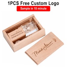 Real Capacity Wooden USB 2.0 Flash Drive Free Logo Crystal Pen Drive 64GB 32G 8G picture