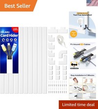 157in Easy Install Wall Cord Hider - Cuttable & Paintable, Safe for Kids & Pets picture