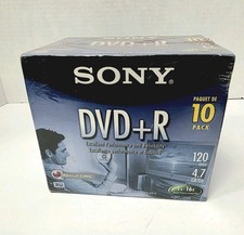 Sony DVD + R 10 Pack Recordable Discs 120 min 4.7 GB Blank New Sealed picture