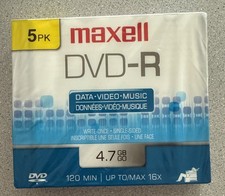 NEW Maxell DVD- R 5 pack 4.7 GB DVD 120 minutes picture