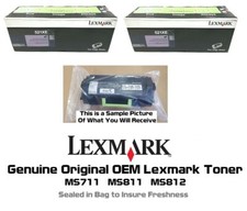 2 Mostly New Genuine Lexmark 521XE 52D1X0E Toners MS711 MS811 SEALED BAG 65% picture