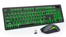 Light Up Keyboard Mouse Wireless Rechargeable 2.4G Full Size Backlit Set picture