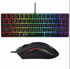 HXSJ Wired USB RGB Illuminated Compact Gaming Keyboard Mouse Bundle Black picture