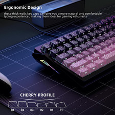 135 Key Gradient BlackBerry Purple Topographic PBT Keycaps Set Side Print Dou... picture