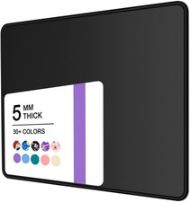 5mm Thick Black Mouse Pad Anti Slip Rubber Mat Stitched Edge 8x10 Inch picture