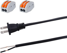 AC Power Pigtail 2 Prong 18AWG, Replacement Cable 120V Wall Plug, 3ft Polariz... picture