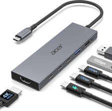 Acer 6-In-1 USB C Hub 10Gbps, USB C to HDMI Adapter 4K@60Hz picture