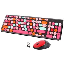 Wireless Keyboard and Mouse Combo, Retro Typewriter Keyboard with Round Keyca... picture