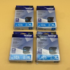 Brother LC103C XL Cyan Ink Cartridges - Lot of 4 - Exp 10/2023 picture