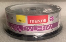 Maxell DVD+RW Discs 4.7GB 4x Spindle Silver 15/Pack 634046 picture
