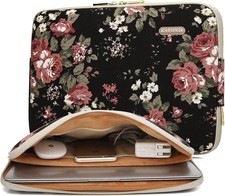 Water-Resistant Canvas 14.1 Inch Laptop Sleeve for Black C Rose Phone picture