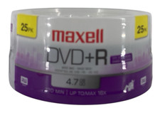 Maxell 25 Pack DVD+R 16X Disc Blank Media 4.7GB / 120Min NEW picture