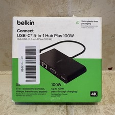 Belkin USB-C 5-in-1 Hub Plus Work 100W (AVC004) - Black NEW picture