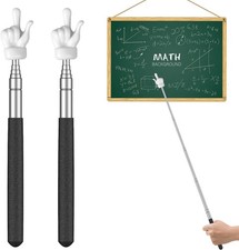 Uniclife 2 Pcs Telescopic Teachers Pointer Mini Retractable Finger Black  picture