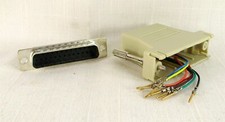 DB25M to RJ45 Modular Adapter Make your Own Gold Pins Network to Comm Beige NEW picture