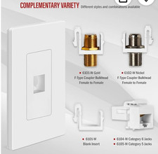 TOPGREENER 1 Port Keystone Jack RJ45 Screwless Wall Plate (10PACK) picture