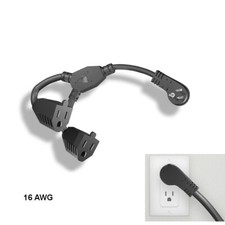 10x 1ft 16 AWG Low Profile Angled Power Y Cord NEMA5-15P to NEMA5-15R x2 picture
