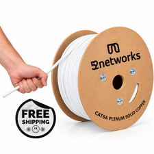 52networks Cat6A Plenum 1000ft 23AWG 750MHz 10Gbps Solid Bare Copper UTP White picture
