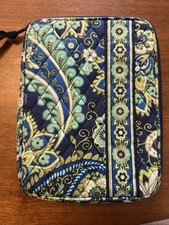 Vera Bradley Quilted Tablet Tech Case Blue Green Paisley Floral Sleeve 9x7 picture