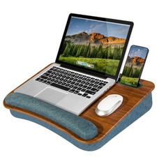 LAPGEAR Portable Laptop Lap Desk – Espresso Woodgrain, Fits 15.6