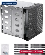 5.25in to 5x3.5in Hard Drive Cage, Modular Optical Bay HDD Rack, Silver | 12cm f picture